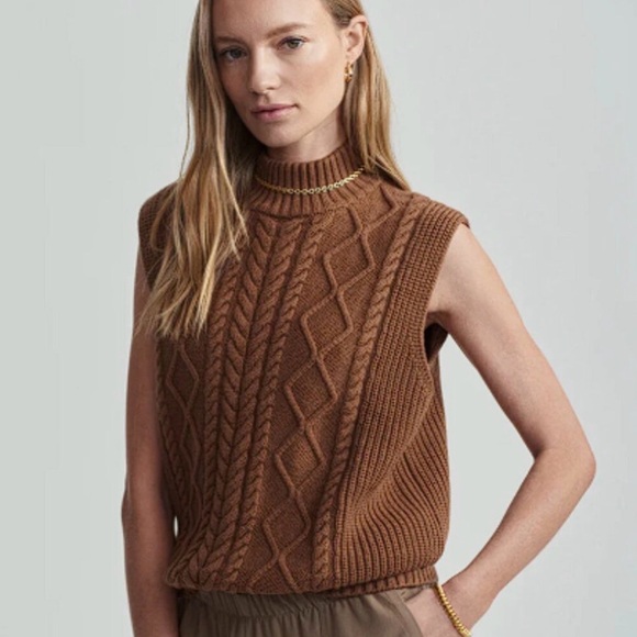 Varley Sweaters - Varley Joilette Roll Neck Vest in Camel